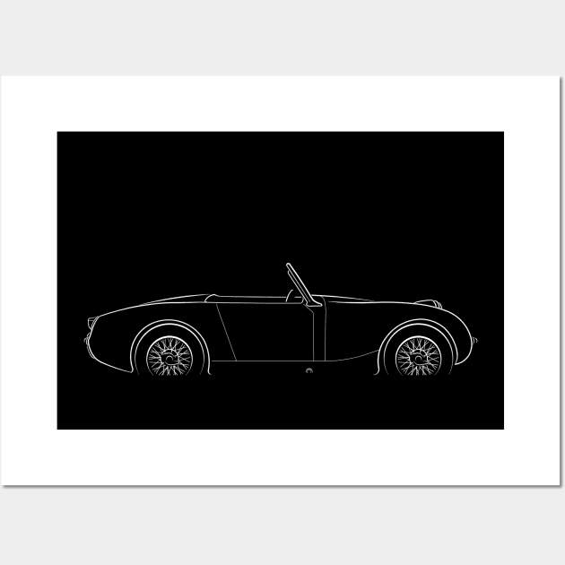 Austin Healey Sprite Mark 1 - profile stencil, white Wall Art by mal_photography